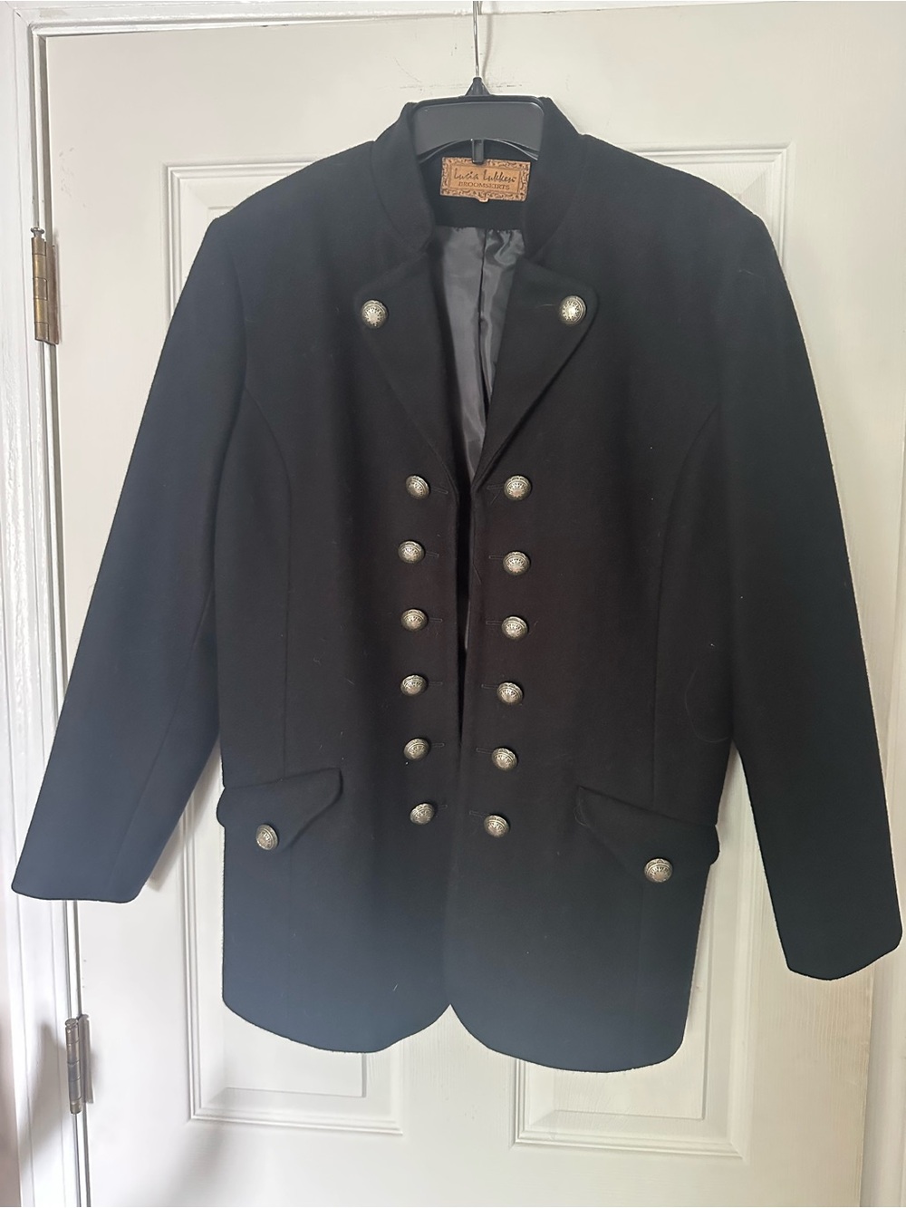 Black Double-Breasted Military Style Men's Coat